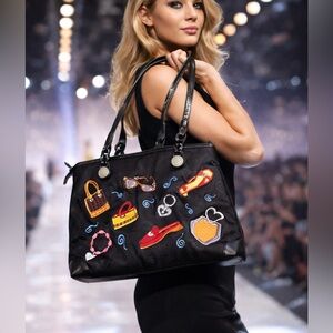 Brighton Black Embroidered Handbag Limited Edition Shoulder Bag #C264197